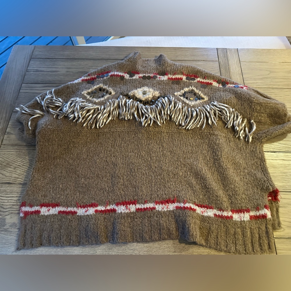Free People Brown and Red Cowl Neck Sweater-Beautiful design